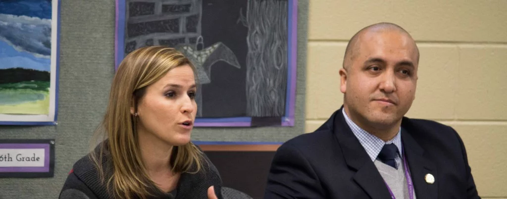 London Middle School teacher Tonia Wroblewski speaks about learning in her classroom with other teachers