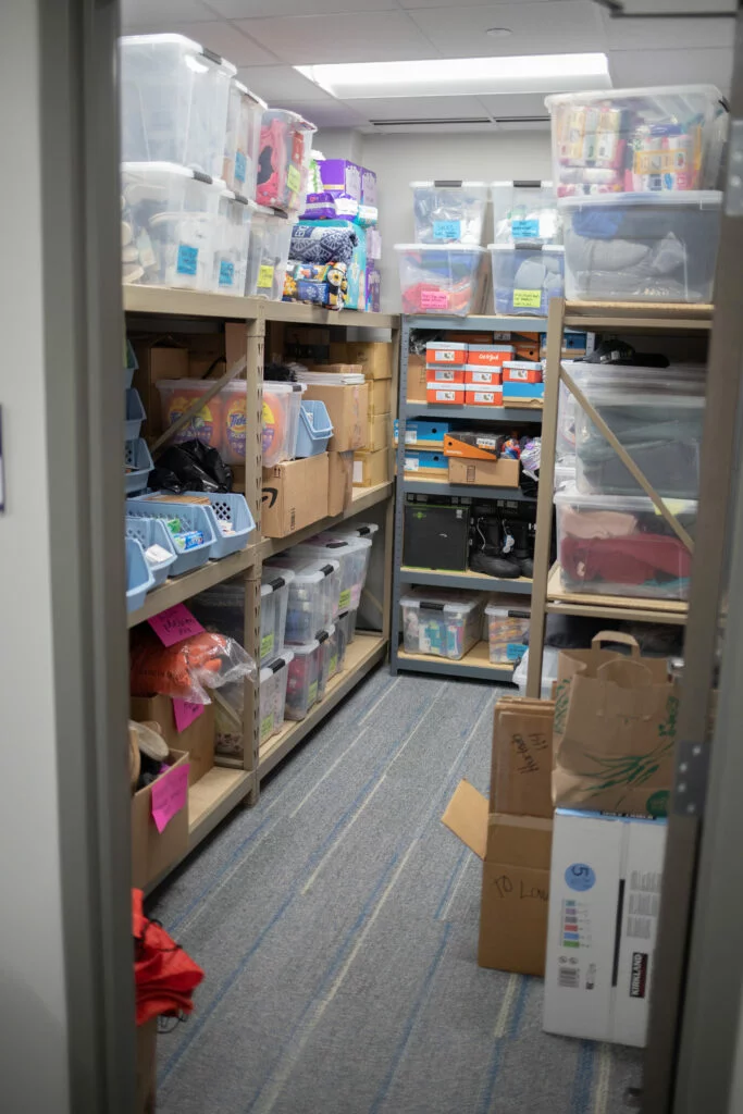 The "community closet," which contains a number of non-perishable items such as laundry detergent and hygiene products