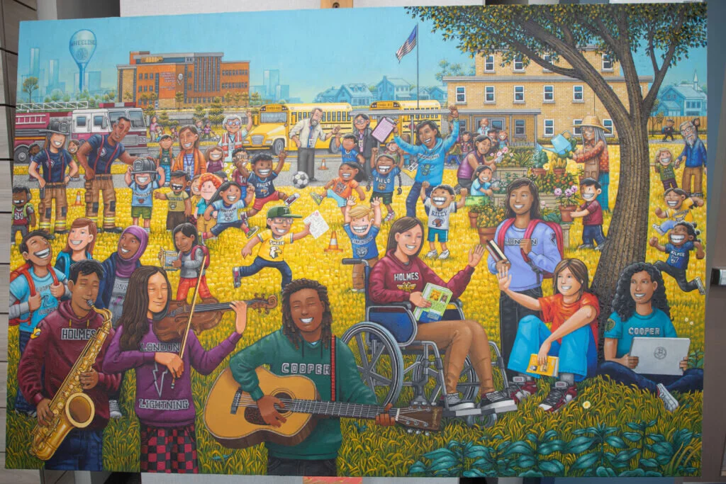 The painting took 575 hours to complete, according to Hamann. "Each day in District 21, there is an incredible amount of positivity and learning happening, and I wanted to show that activity,” Hamann said. “I wanted to show students demonstrating their knowledge in different ways. I wanted to show growth. The kids in the back are younger, the kids in the front are older. I wanted to show the connection of District 21 to our community. I wanted to show ‘school.’”