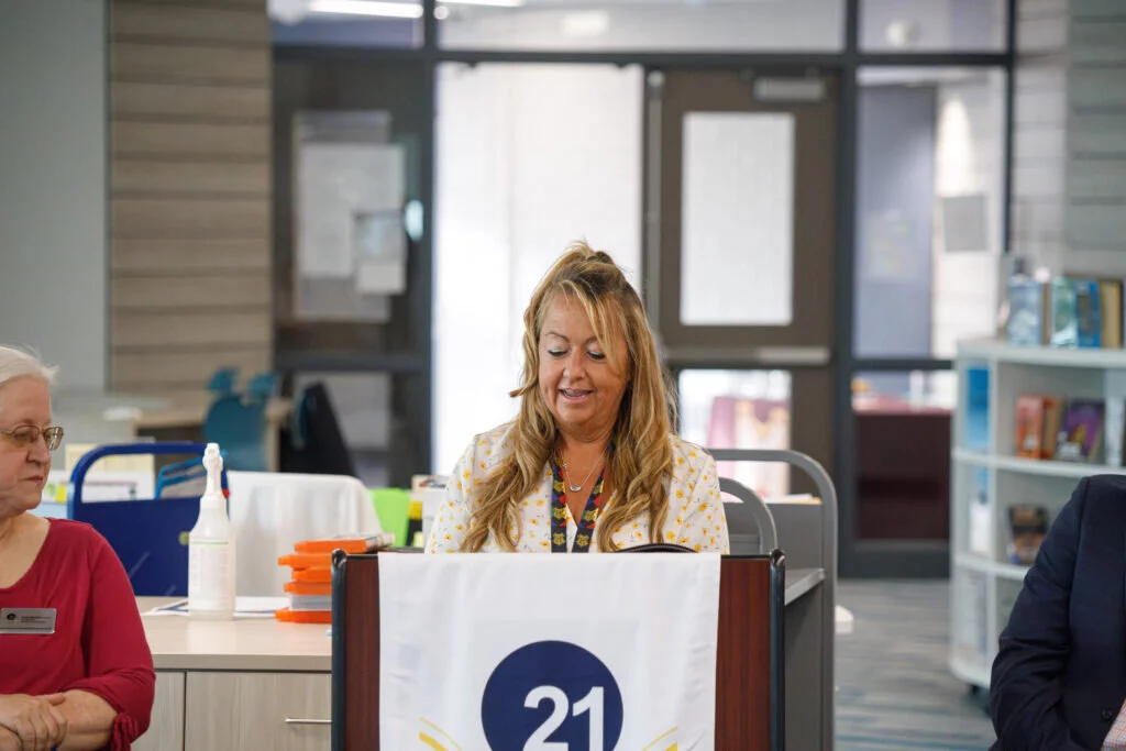 Julia Rosinski, library and media specialist, discusses how the renovations have transformed learning in the middle schools