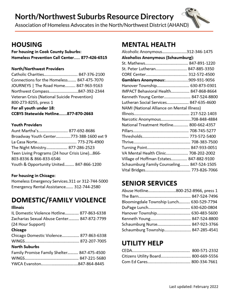Resources for community in the Northwest Suburbs