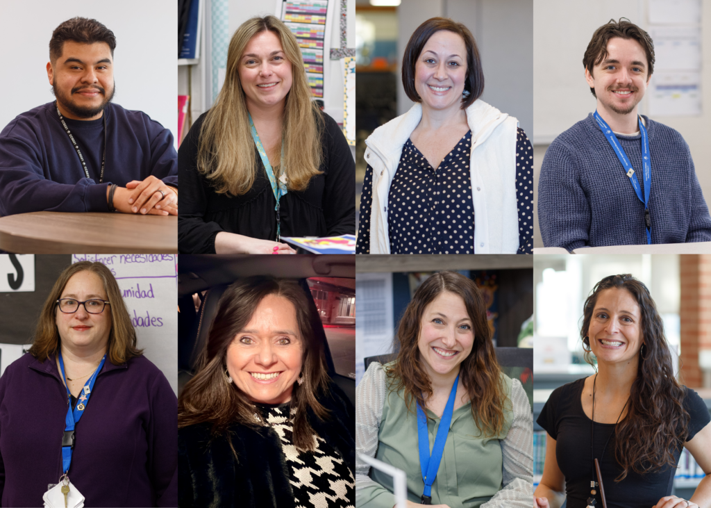 A collection of eight photos of staff members throughout District 21 who were named as ISBE's Those Who Excel recipients this year.