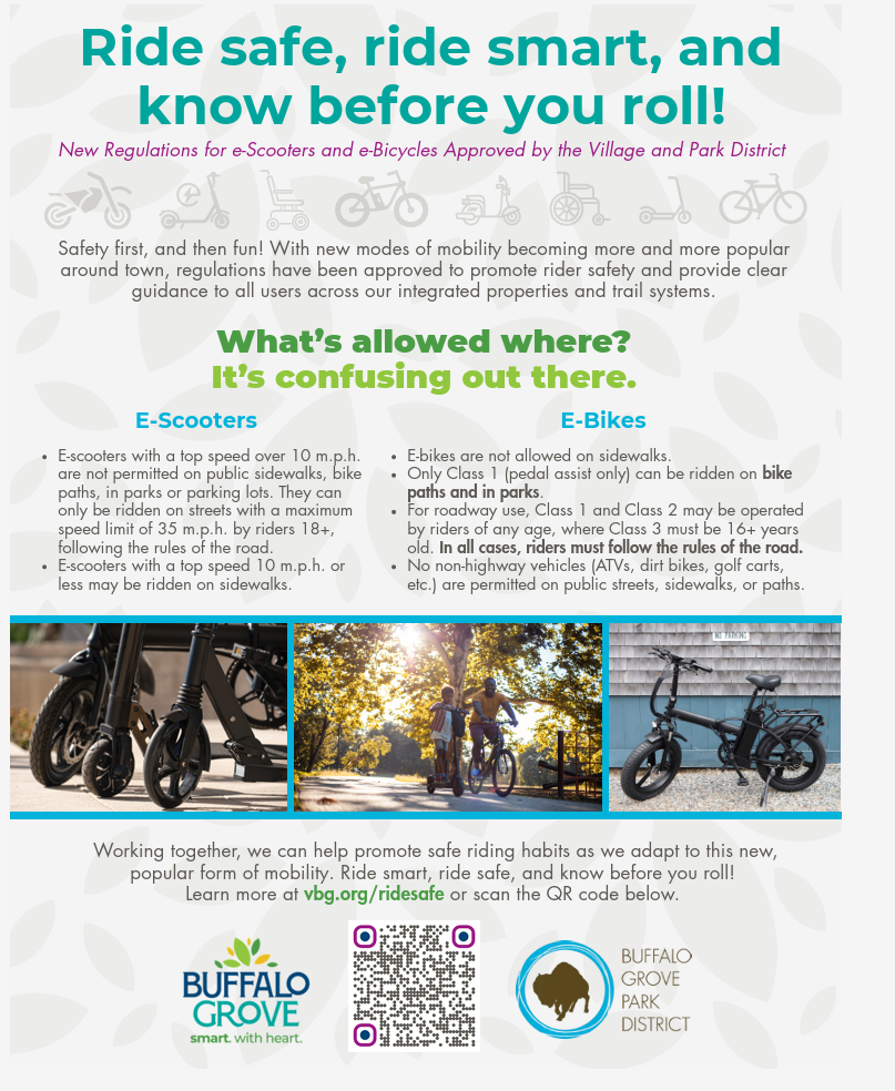 Details regarding E-bike and scooter saftey