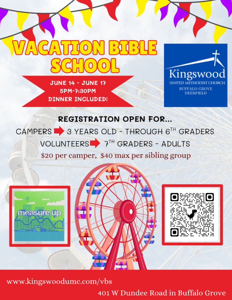 Details regarding a vacation bible school at Kingswood Church.