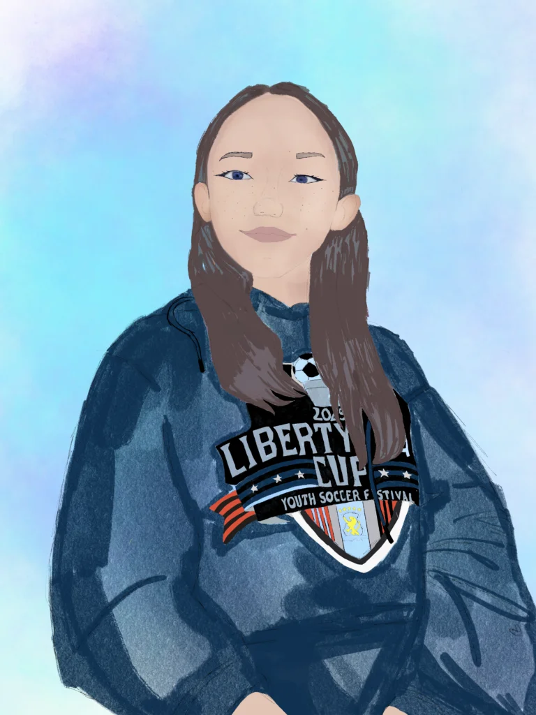 Twain fifth grader Avery W.'s illustrated self portrait.