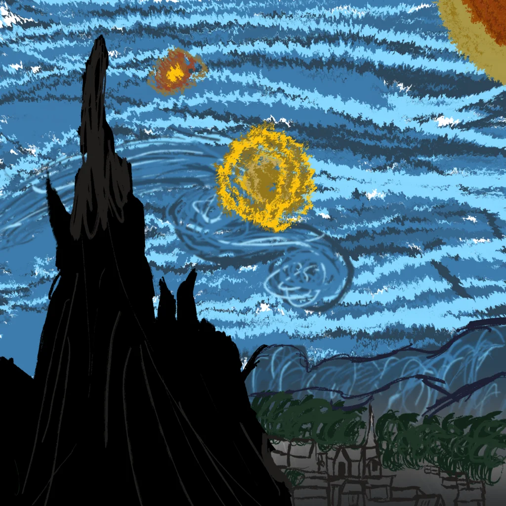 Twain fourth grader Catalina M.'s interpretation of Van Gogh's Starry Night