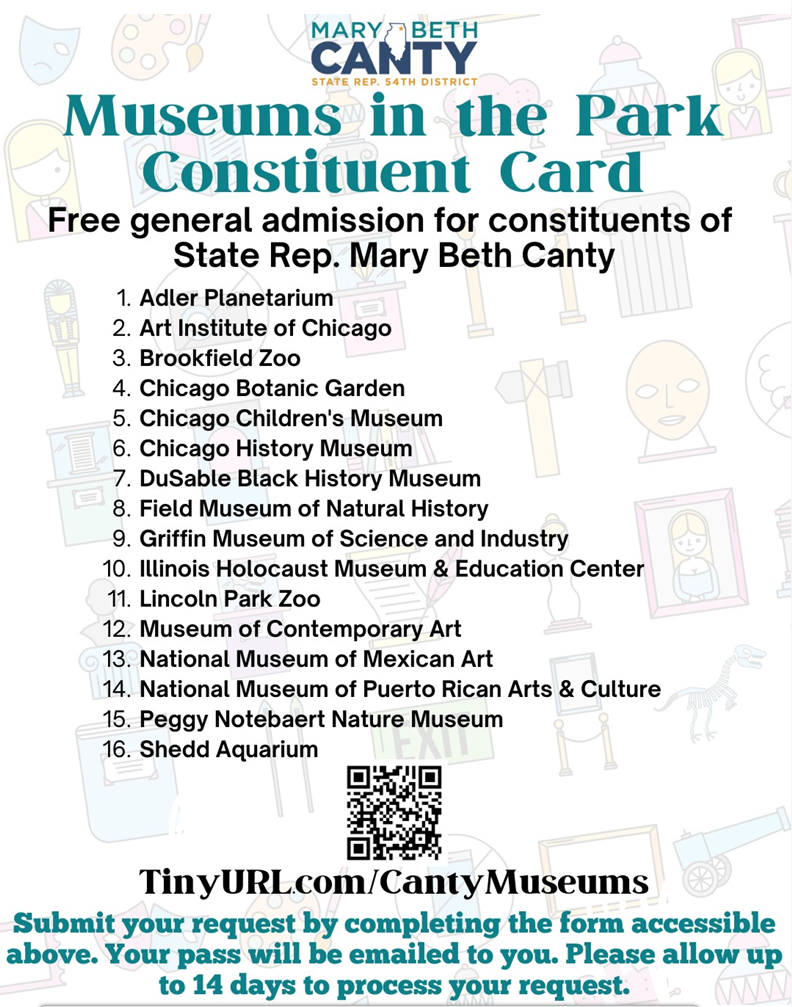 Details regarding museums in the park on behalf of the office of Mary Beth Canty. 