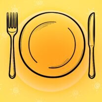 Graphic of a plate ,fork and knife